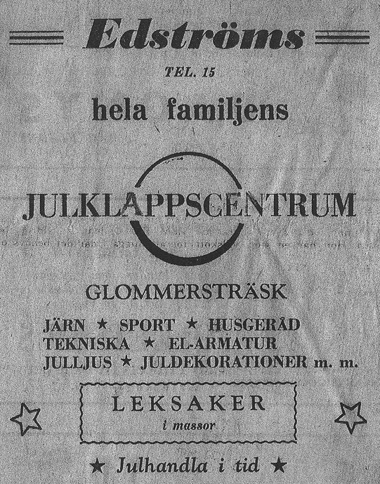 Annons inför julen. 1940-1950 tal