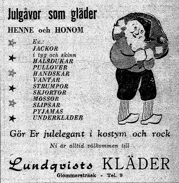 Annons inför julen 1940-1950 tal.