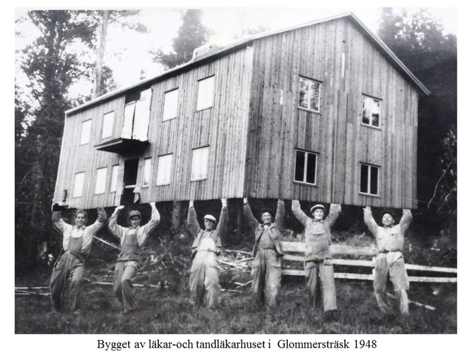 Fr.v. Per Wikberg Brännberg, John Marklund Glommers, Gunnar Arvius Glommers, Hjalmar Söderlund Missenträsk, Henrik Nilsson Glommers och Paul Lindberg Glommers.