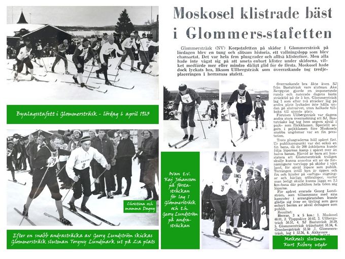 Skidstaffet i Glommersträsk 1963. Collaget gjort av Christer Arvius.